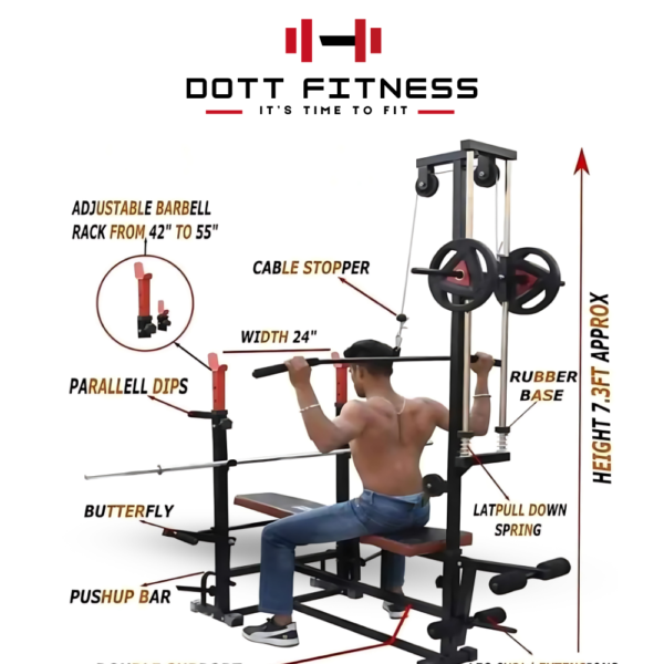 Multifunctional Pulley System 7 in 1 Bench Press for Home Gym - Image 3